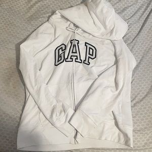White and Black GAP zip up hoodie SIZE: Large